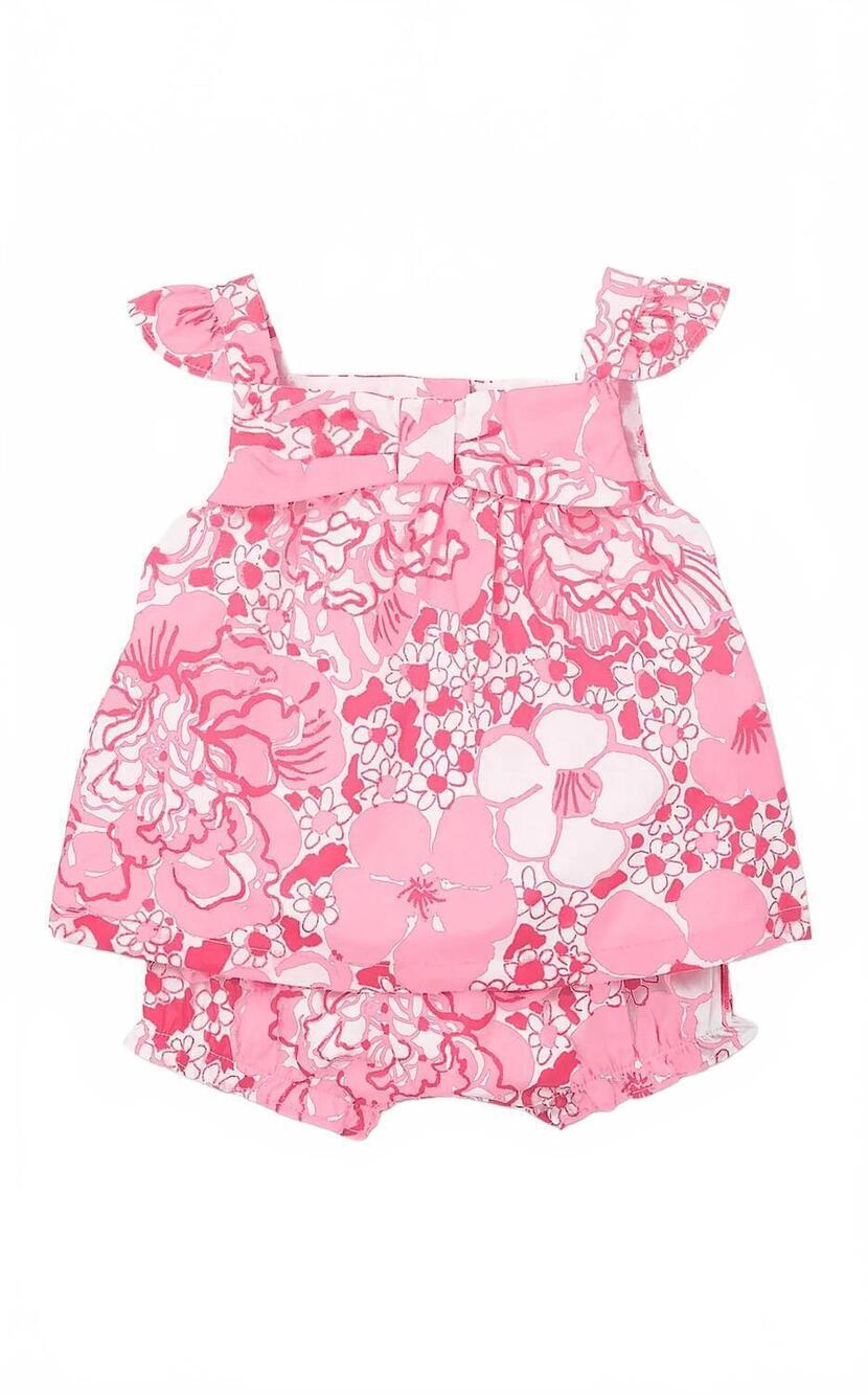 NEW LILLY PULITZER girl's wilda baby set in conch shell pink burst of joy